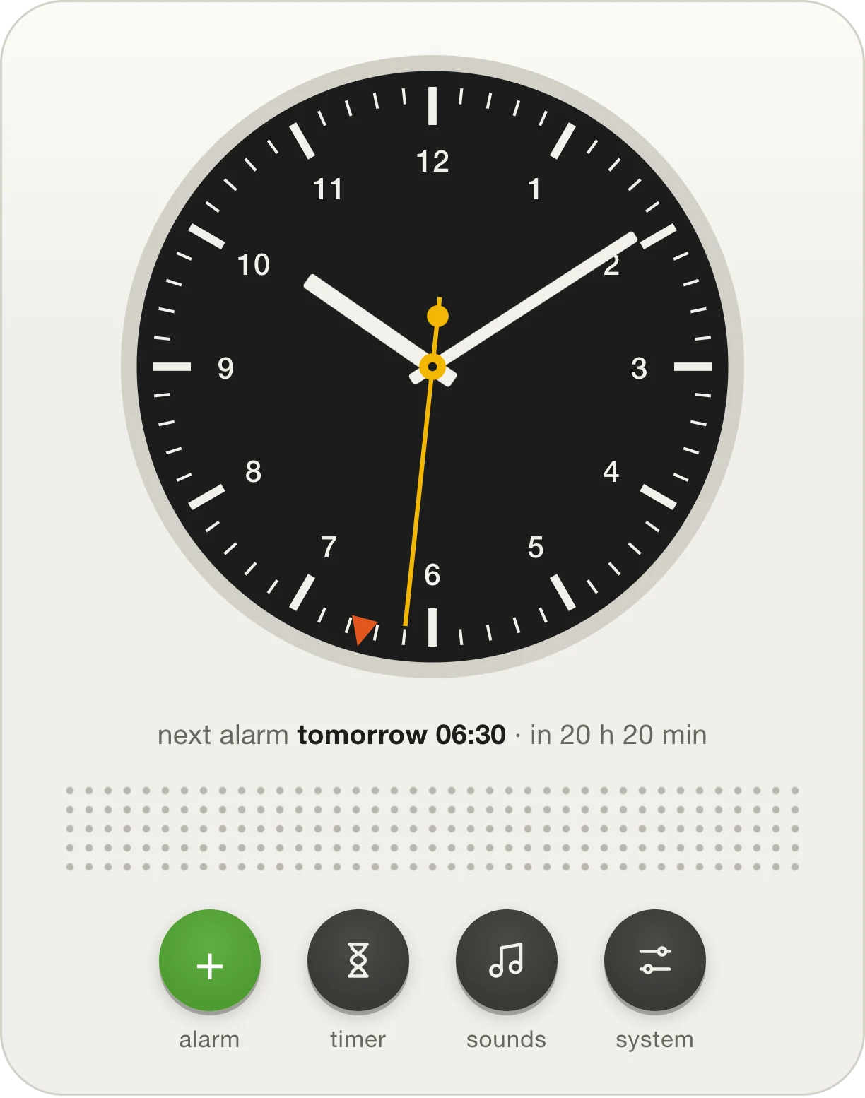 Weckger with analog dial in a white case