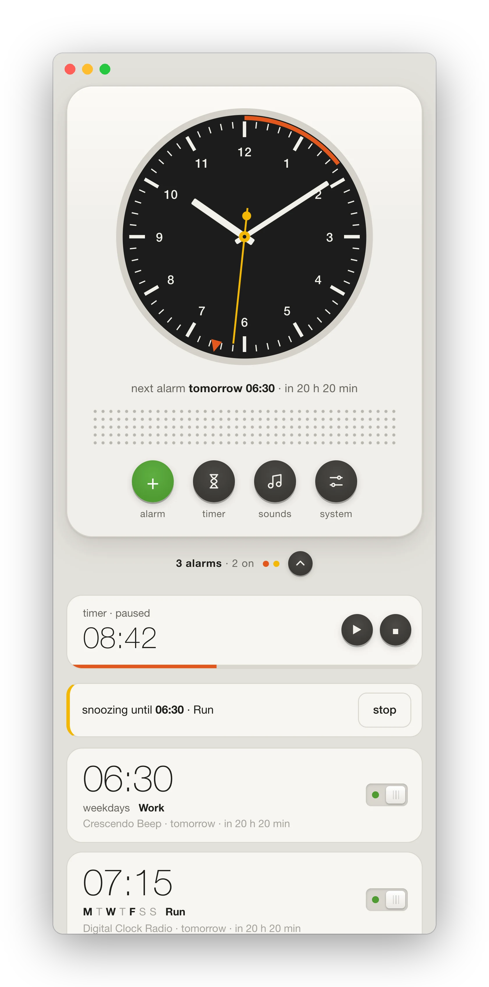 Alarm list